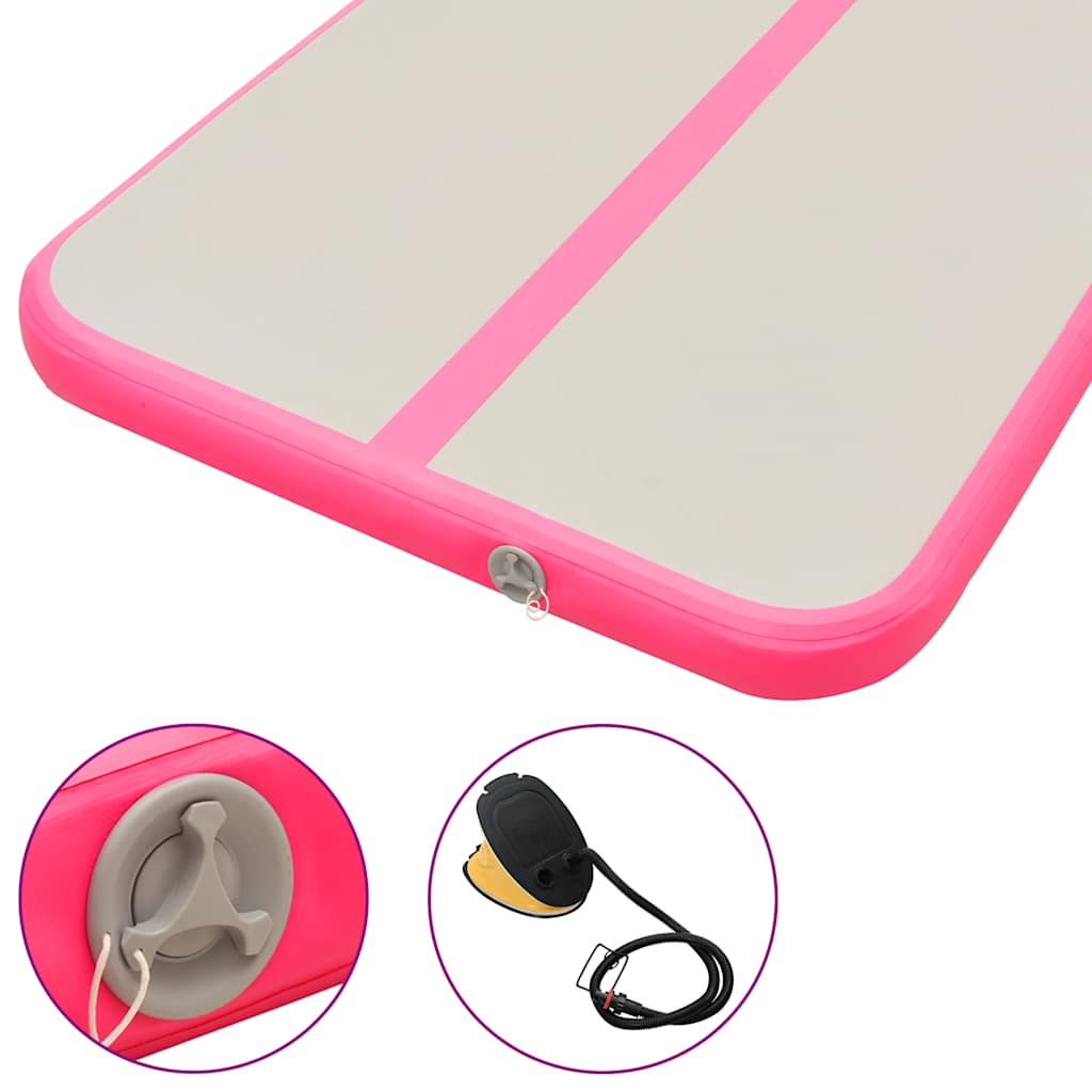 Colchão de ginástica insuflável c/ bomba 500x100x10 cm PVC rosa