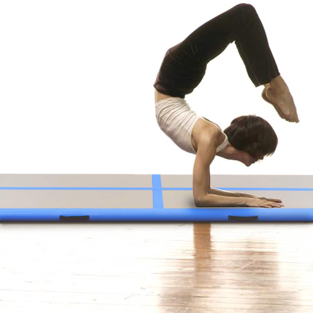 Colchão de ginástica insuflável c/ bomba 500x100x10 cm PVC azul