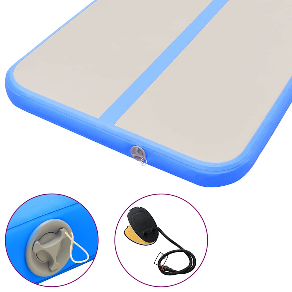 Colchão de ginástica insuflável c/ bomba 500x100x10 cm PVC azul
