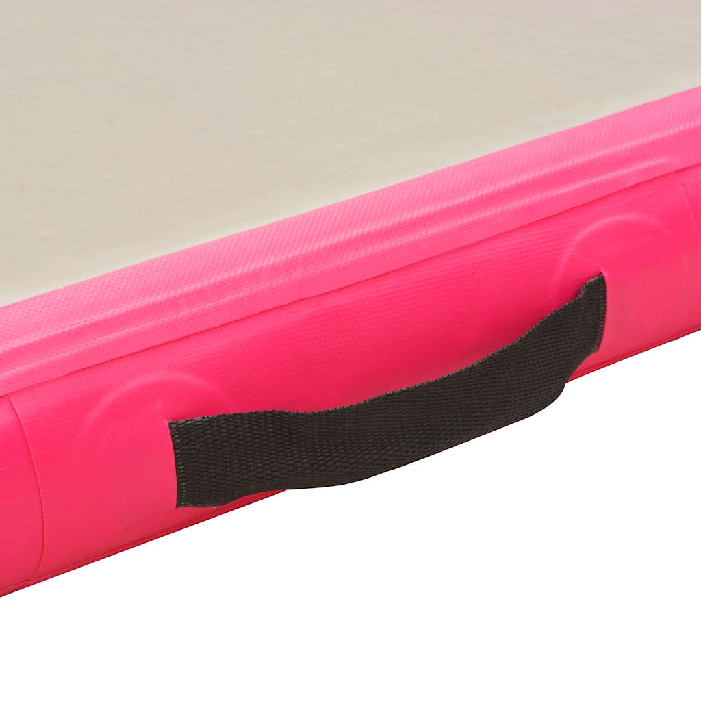 Colchão de ginástica insuflável c/ bomba 600x100x10 cm PVC rosa