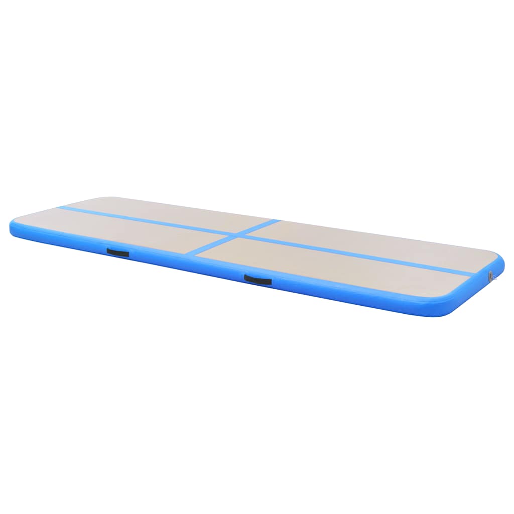 Colchão de ginástica insuflável c/ bomba 600x100x10 cm PVC azul