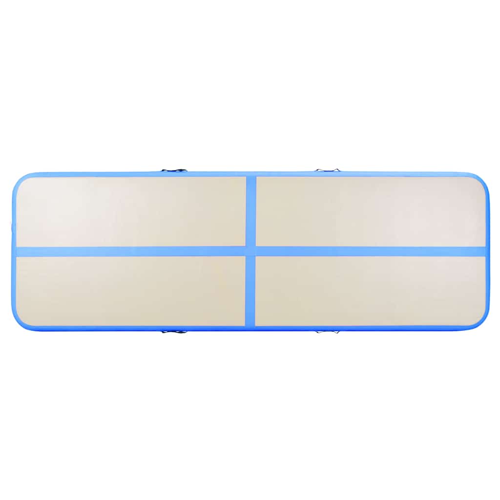 Colchão de ginástica insuflável c/ bomba 600x100x10 cm PVC azul