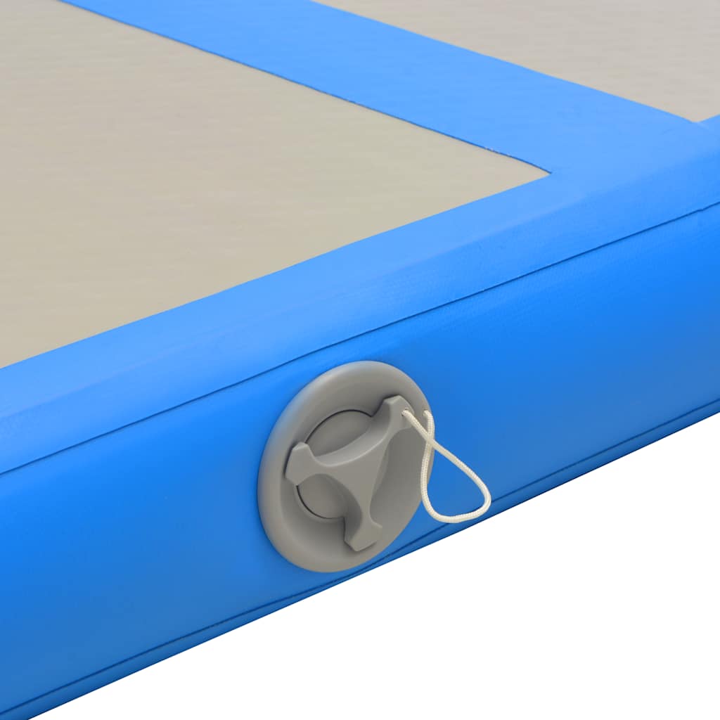 Colchão de ginástica insuflável c/ bomba 600x100x10 cm PVC azul