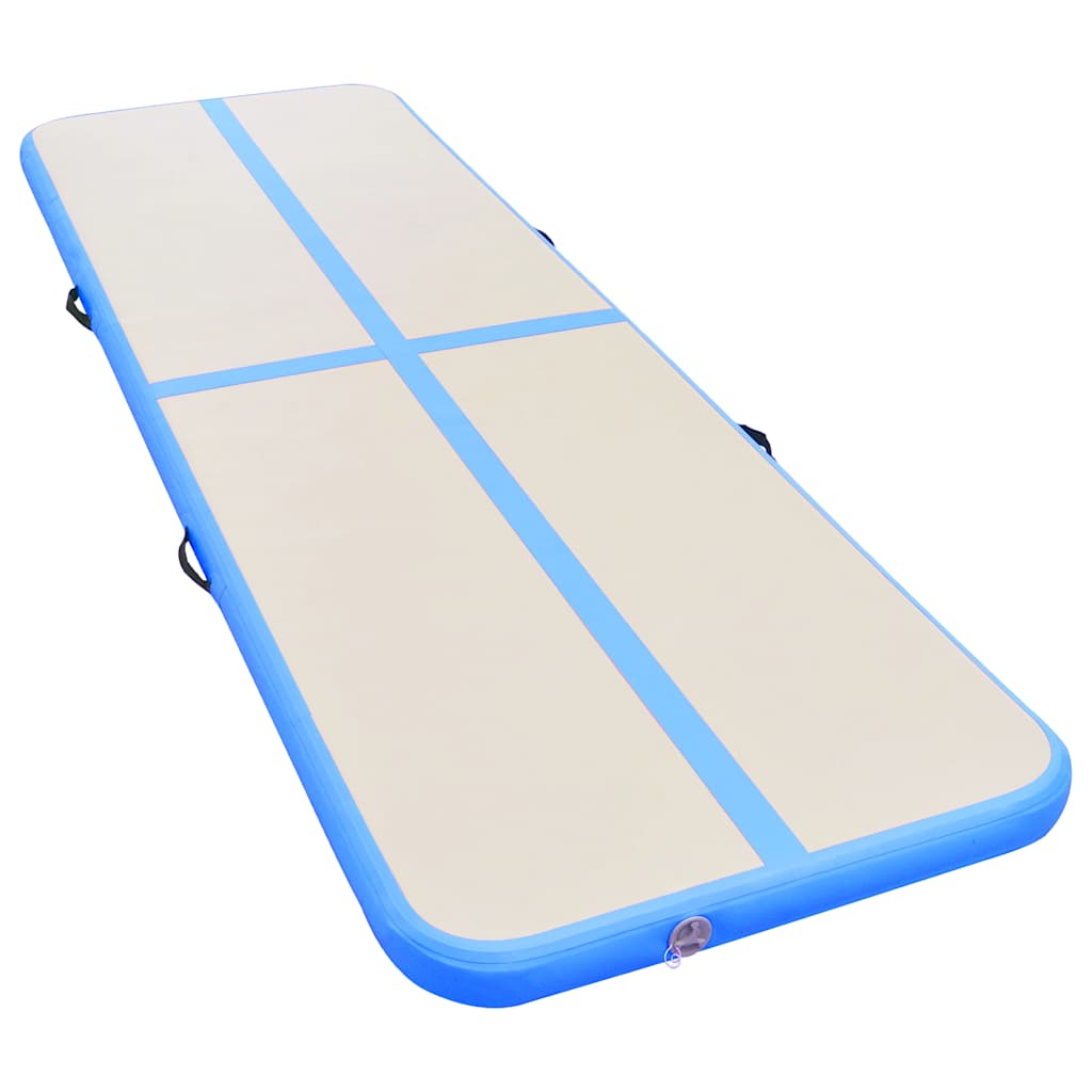 Colchão de ginástica insuflável c/ bomba 700x100x10 cm PVC azul