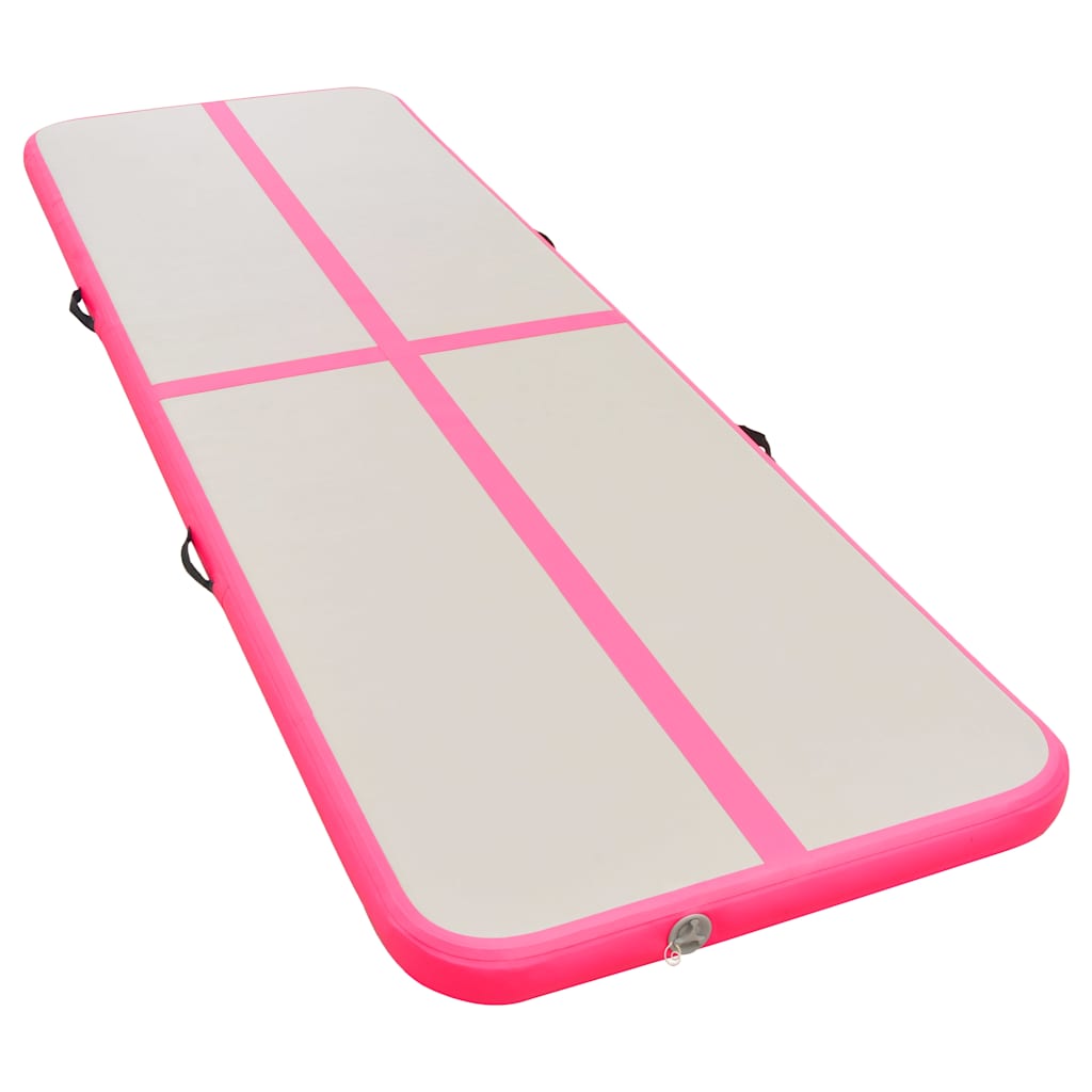Colchão de ginástica insuflável c/ bomba 800x100x10 cm PVC rosa
