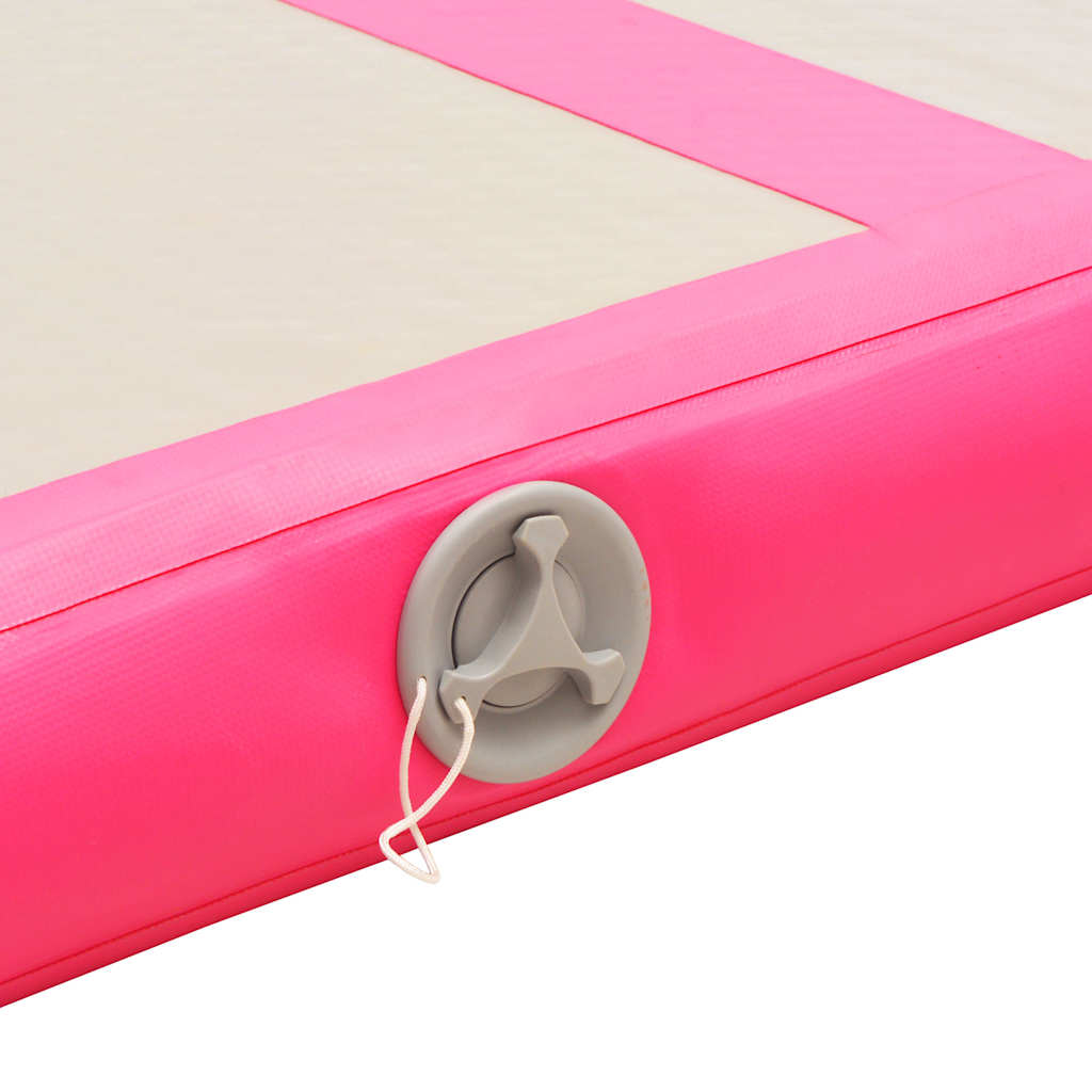 Colchão de ginástica insuflável c/ bomba 800x100x10 cm PVC rosa