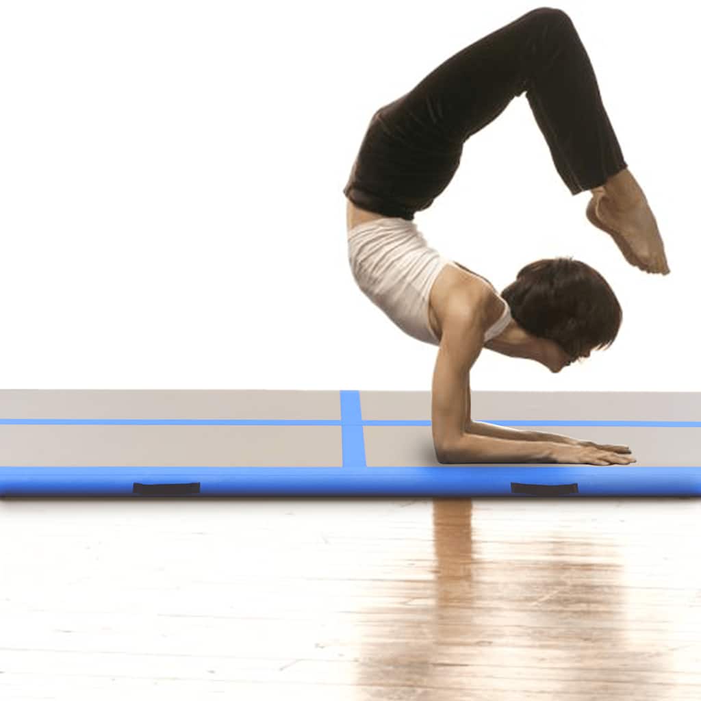 Colchão de ginástica insuflável c/ bomba 800x100x10 cm PVC azul