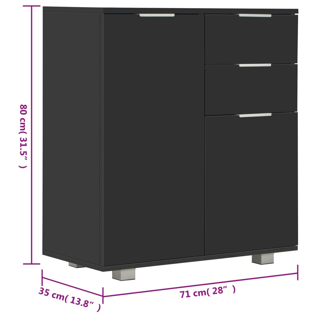 Aparador em contraplacado 71x35x80 cm branco brilhante