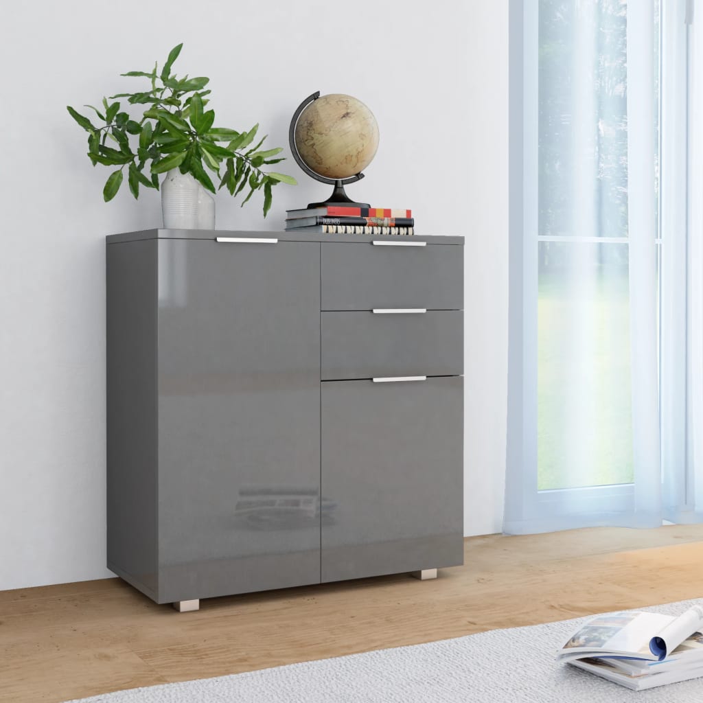 Aparador em contraplacado 71x35x80 cm branco brilhante