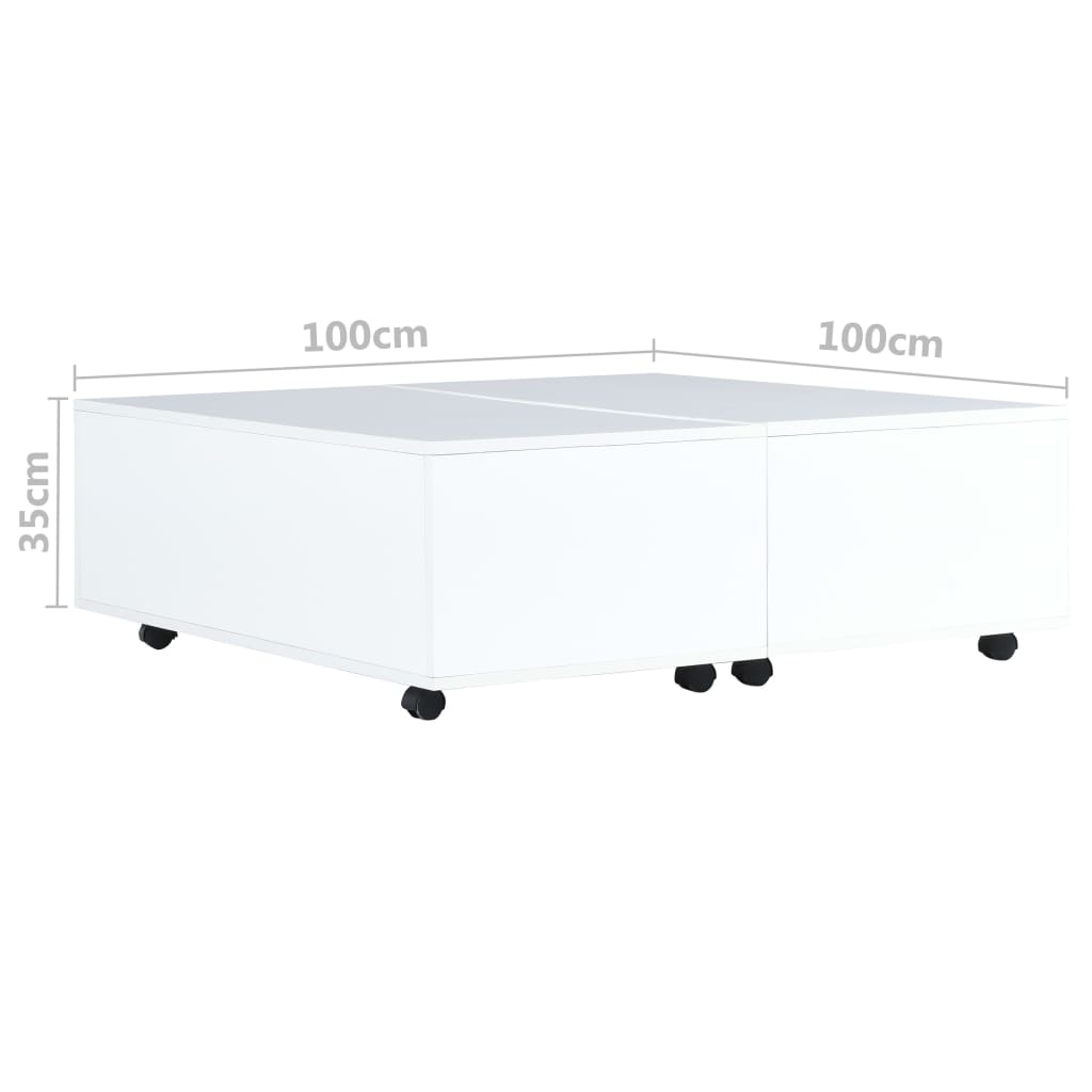 Mesa de centro 120x60x35 cm branco brilhante