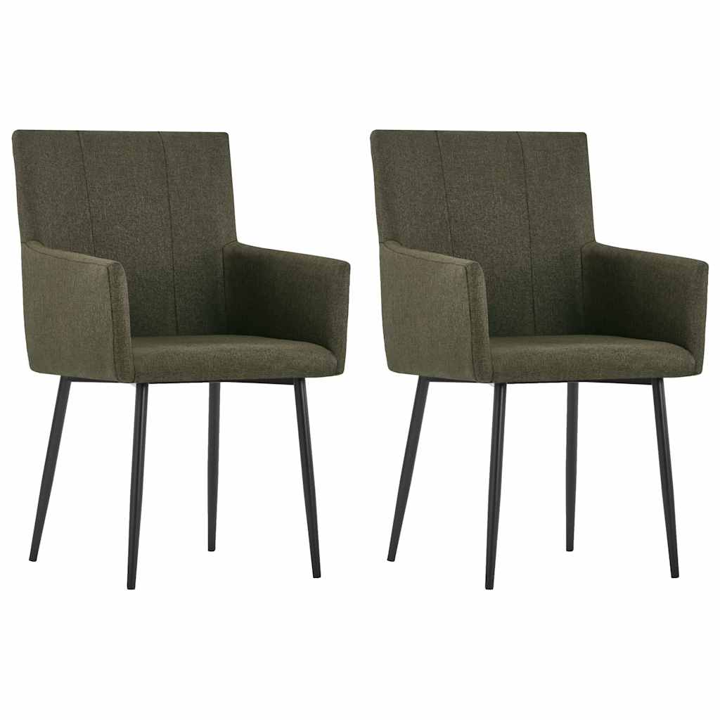 Cadeiras de jantar c/ braços 2 pcs tecido cinzento-acastanhado
