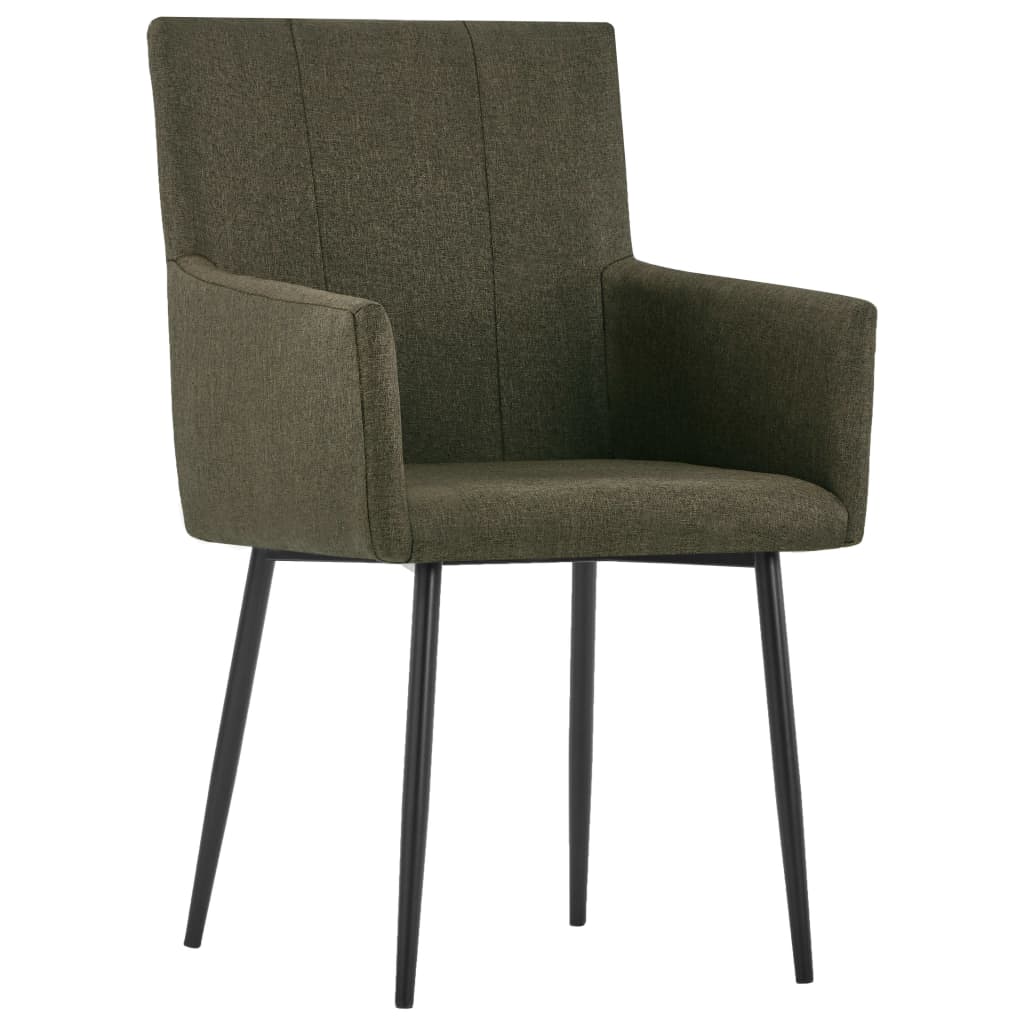 Cadeiras de jantar c/ braços 2 pcs tecido cinzento-acastanhado