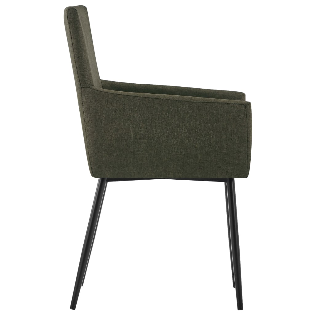 Cadeiras de jantar c/ braços 2 pcs tecido cinzento-acastanhado