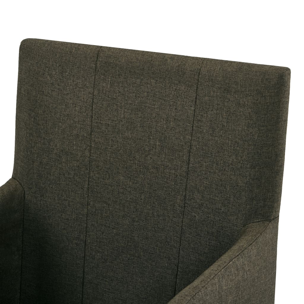 Cadeiras de jantar c/ braços 2 pcs tecido cinzento-acastanhado