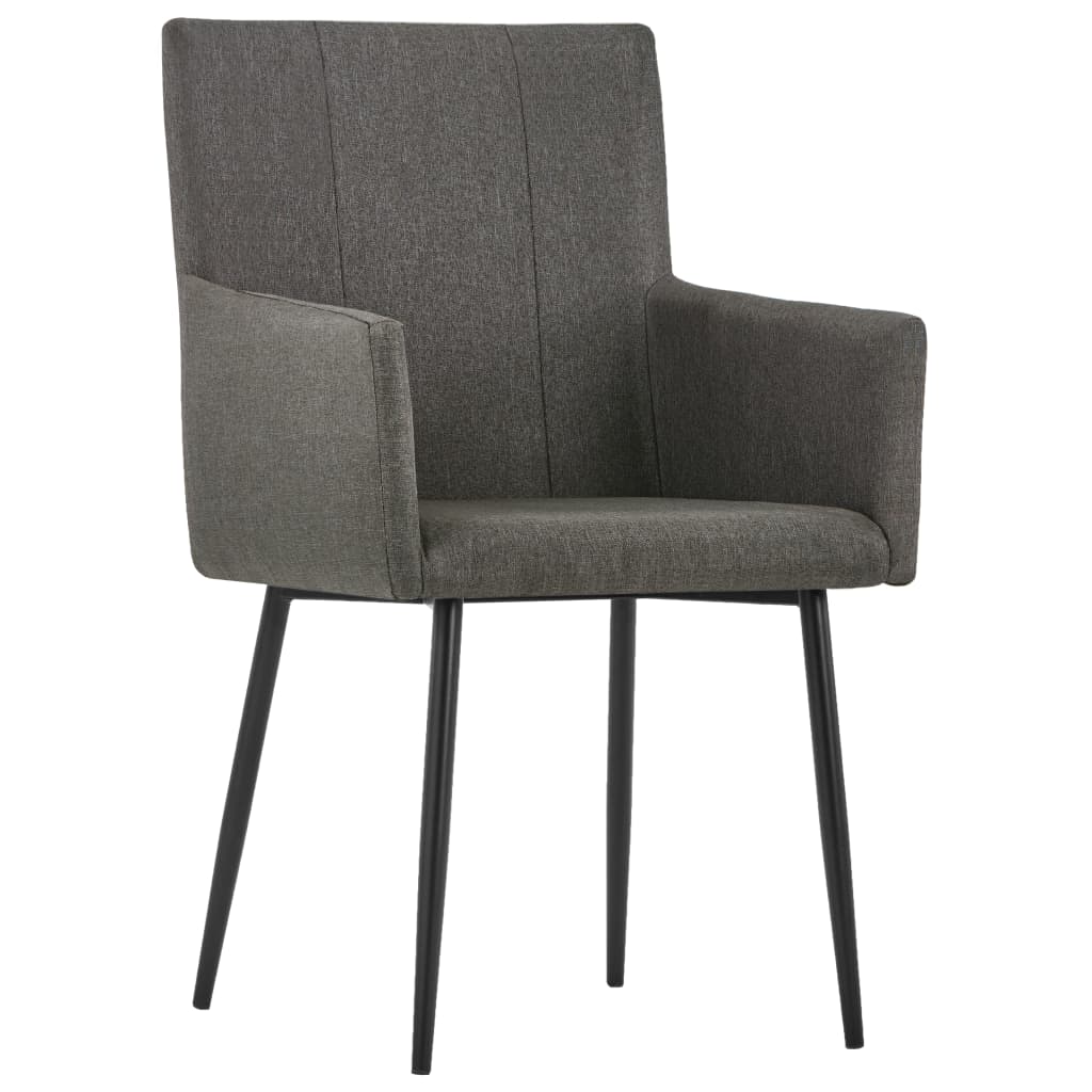 Cadeiras de jantar c/ braços 2 pcs tecido cinzento-acastanhado