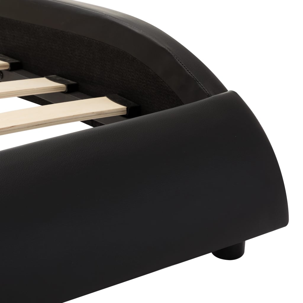 Estrutura cama c/ LED 180x200 cm couro artificial preto/branco