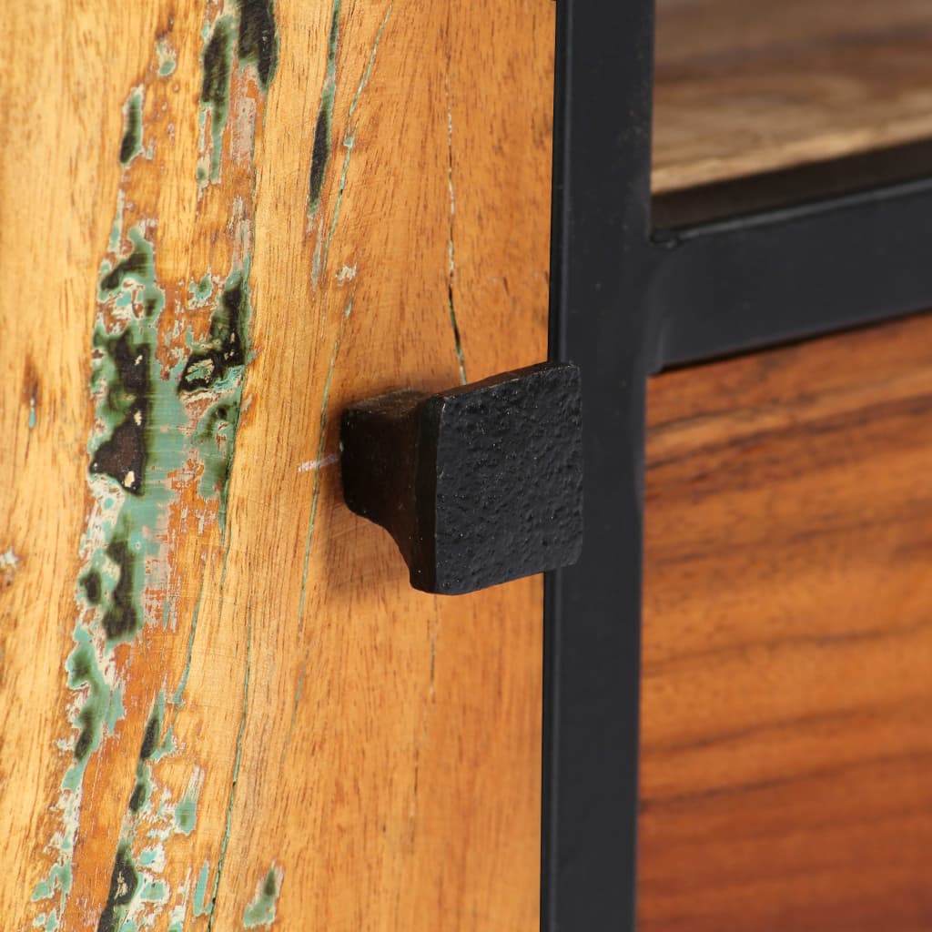 Móvel de TV 120x30x40 cm madeira recuperada maciça e aço