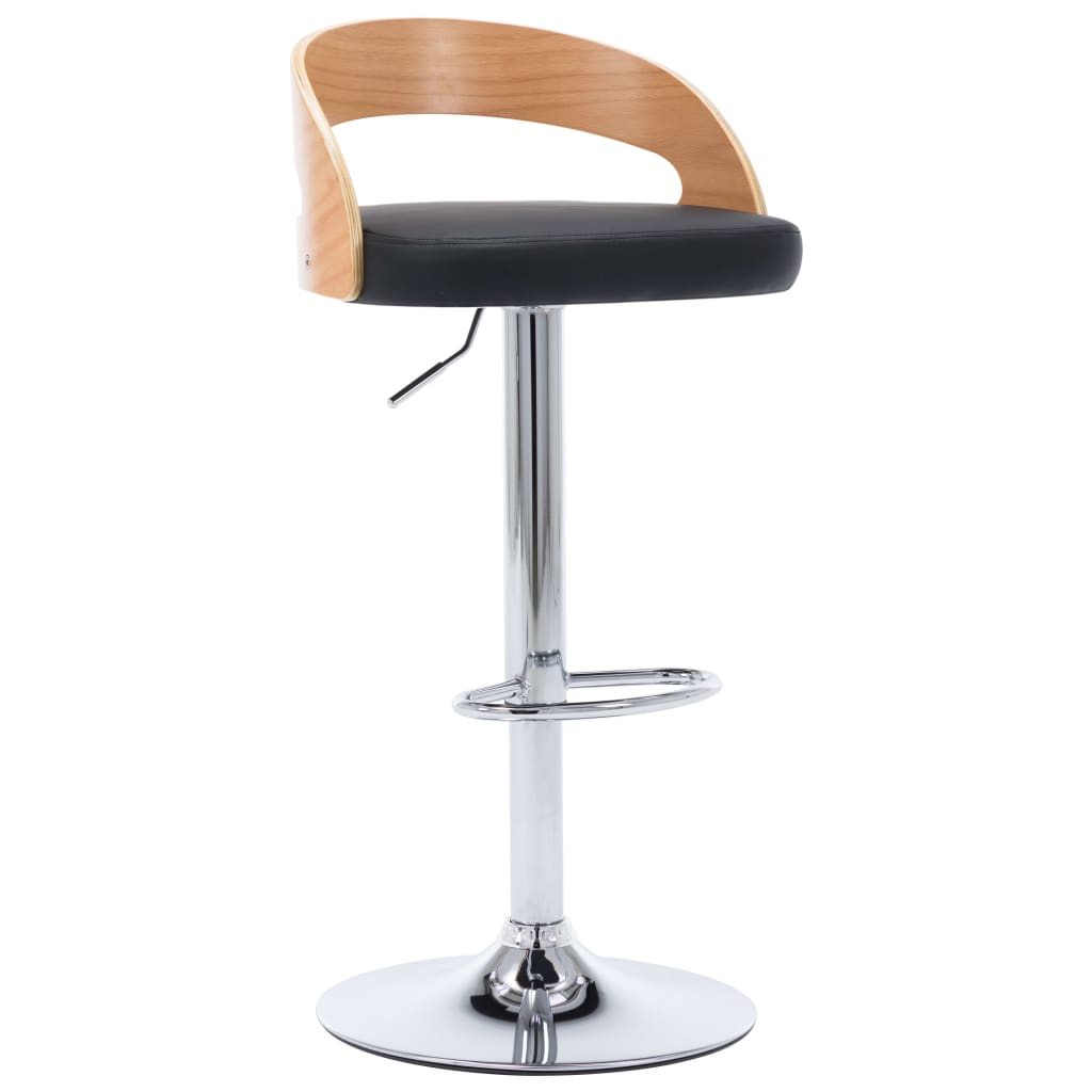 Bancos de bar 2 pcs couro artificial creme e madeira curvada