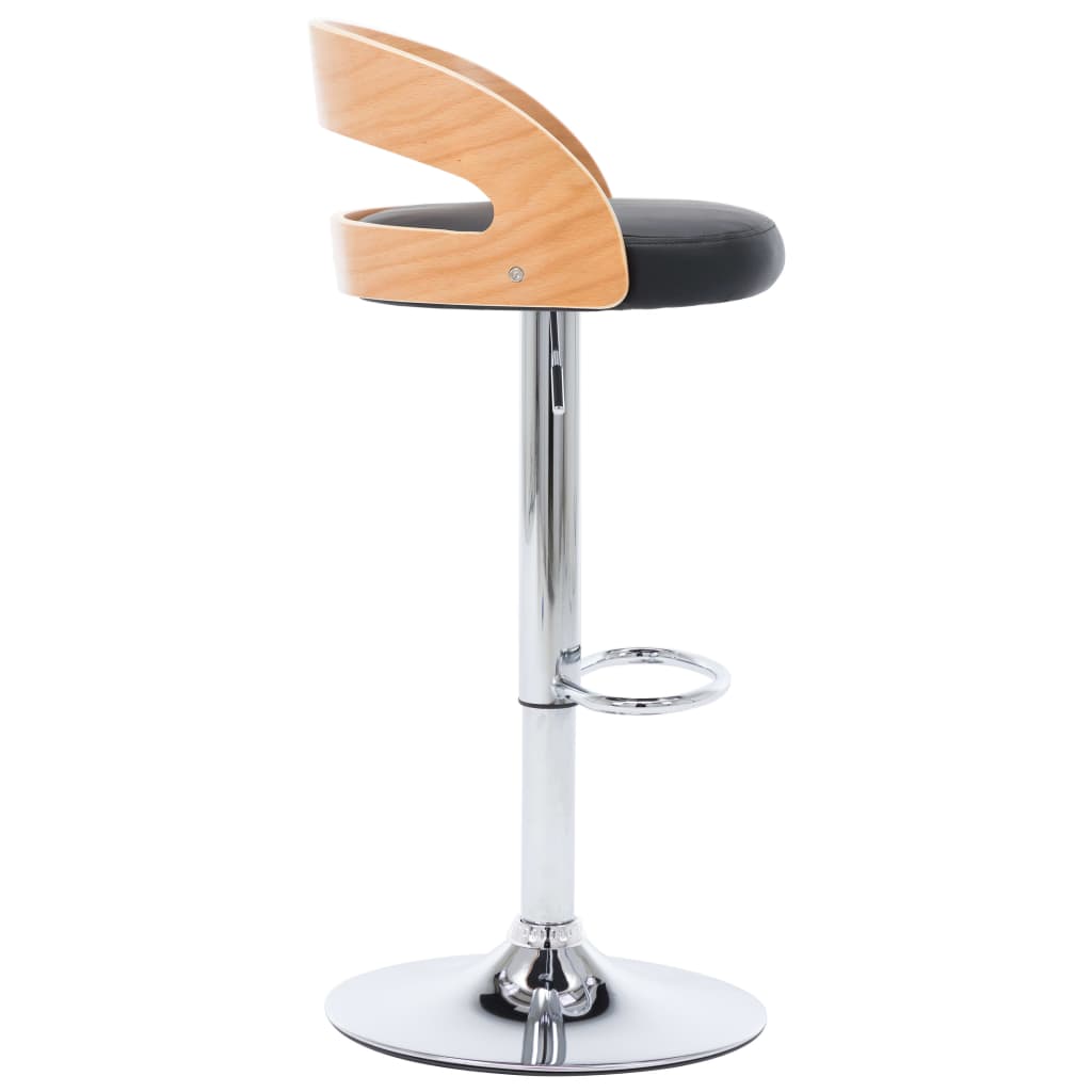 Bancos de bar 2 pcs couro artificial creme e madeira curvada