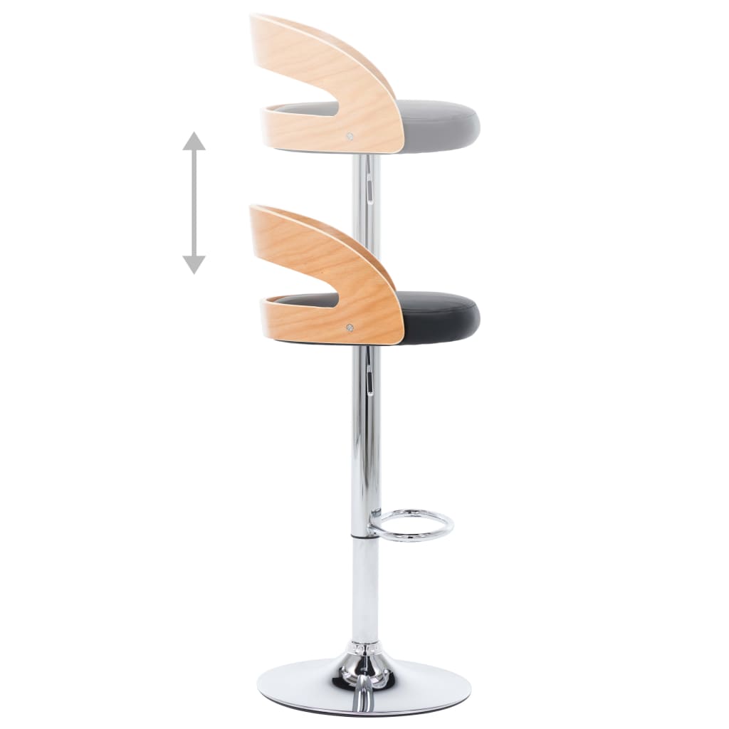 Bancos de bar 2 pcs couro artificial creme e madeira curvada