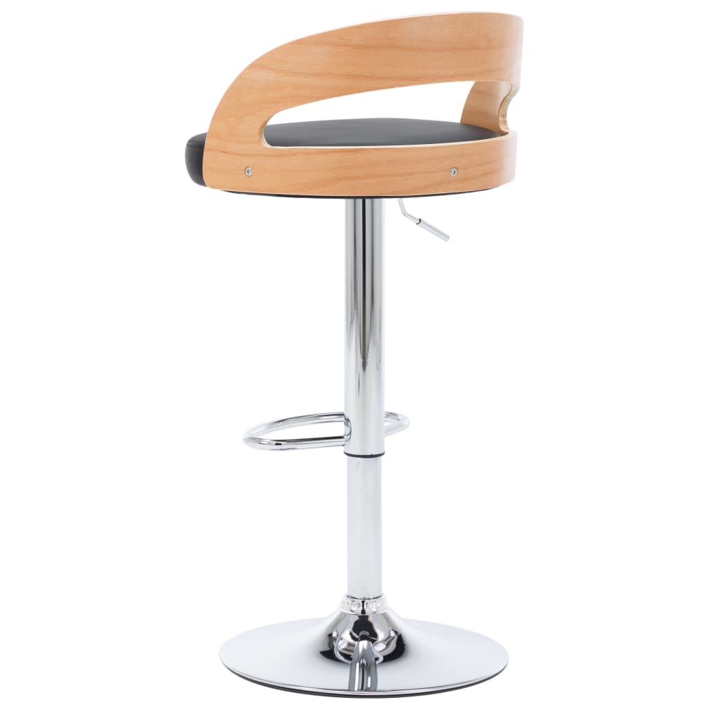 Bancos de bar 2 pcs couro artificial creme e madeira curvada