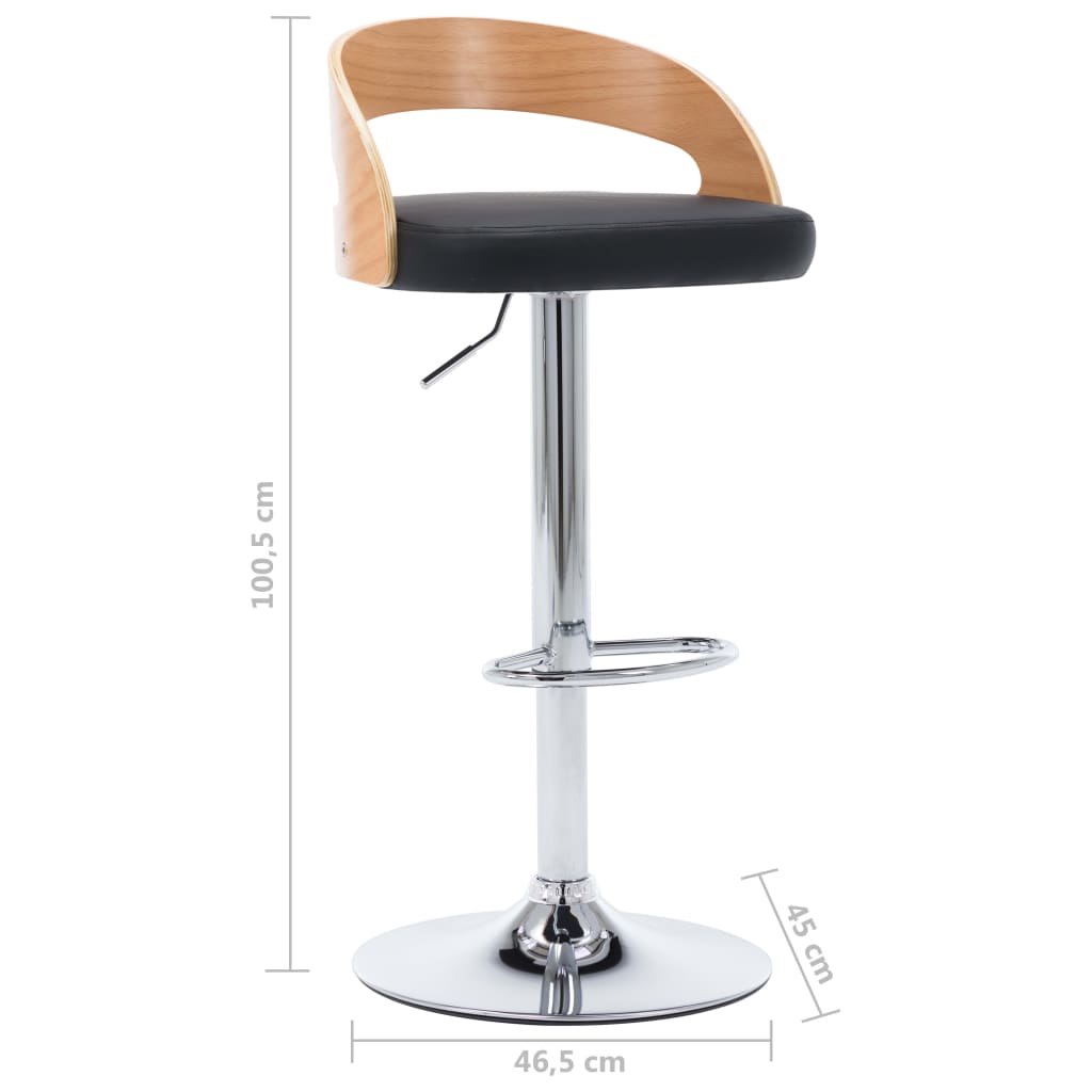 Bancos de bar 2 pcs couro artificial creme e madeira curvada