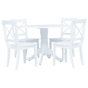 5 pcs conjunto de jantar madeira seringueira maciça branco