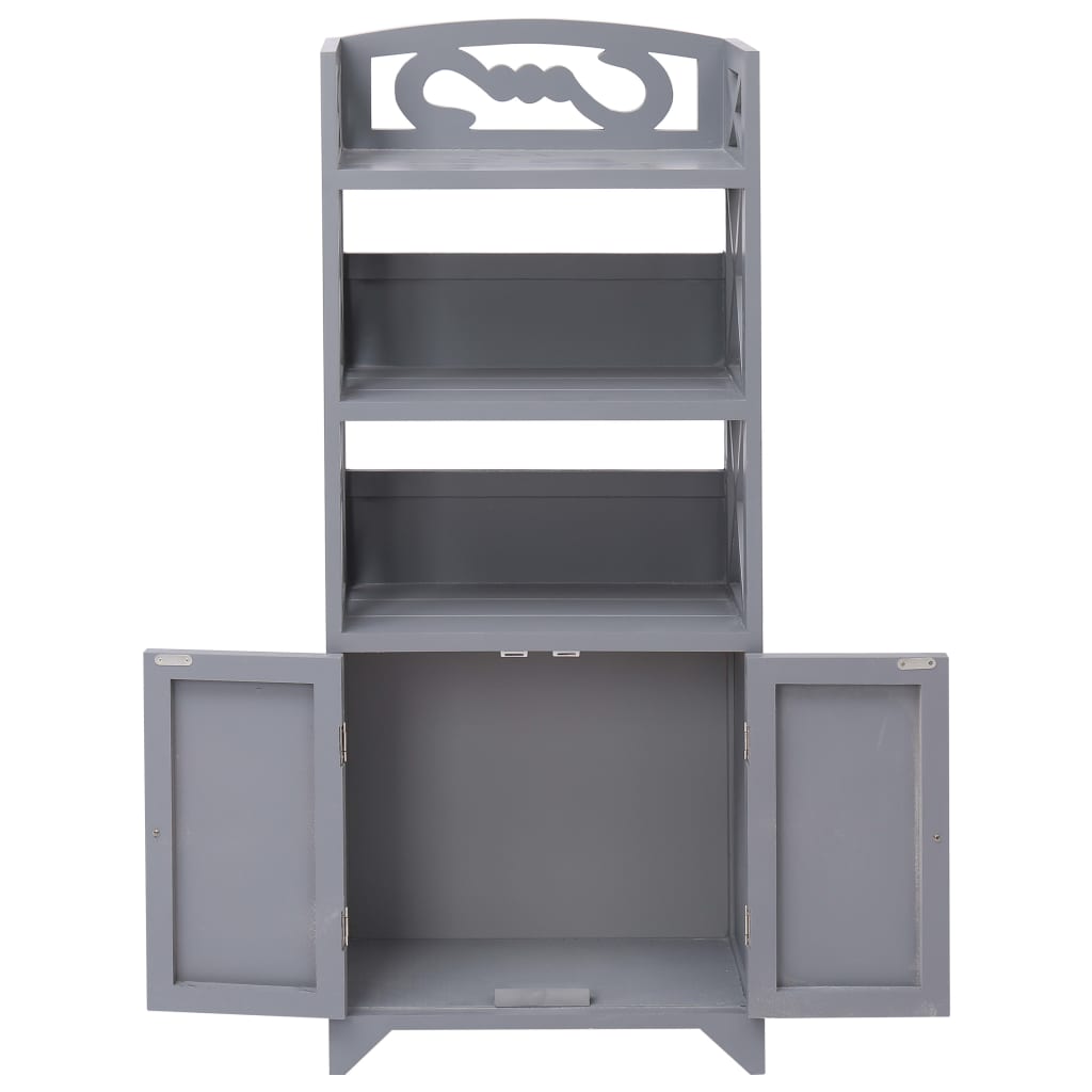 Armário de casa de banho 46x24x116cm madeira paulownia cinzento