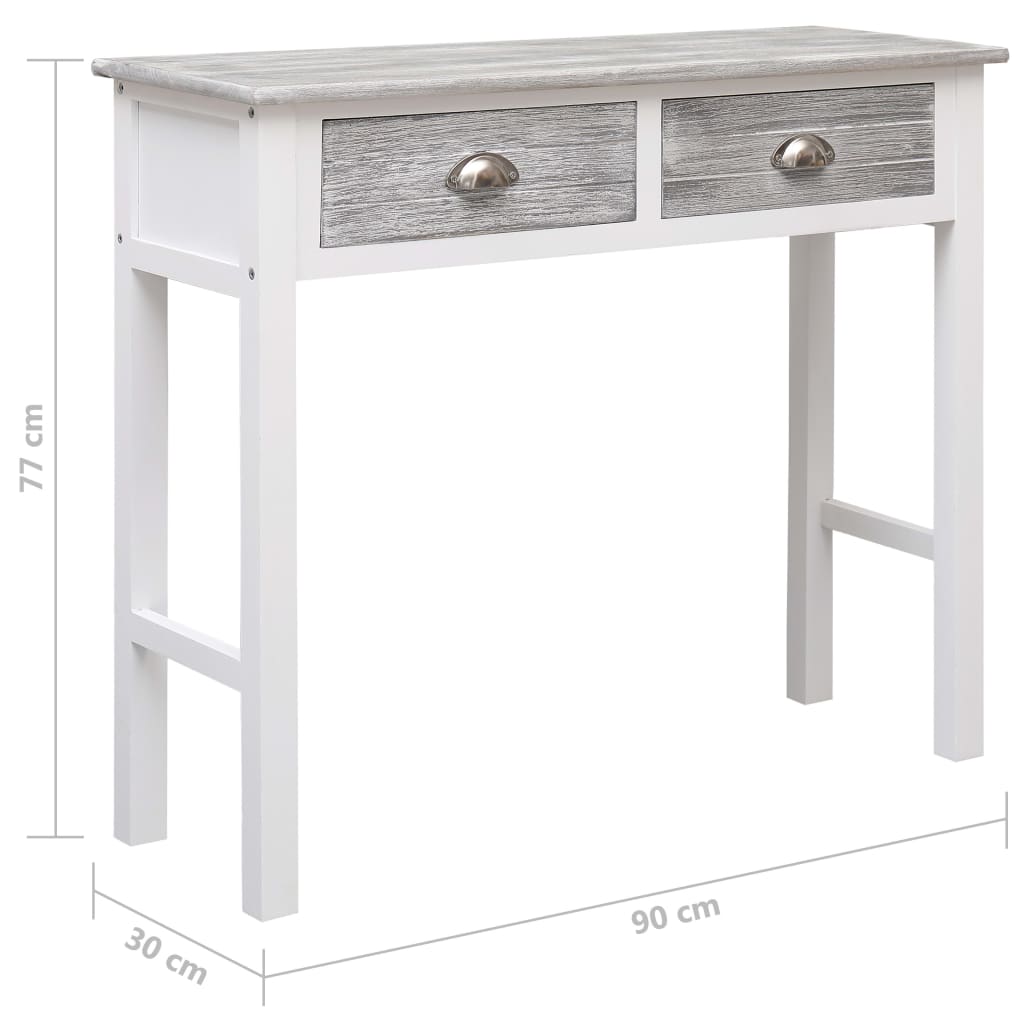 Mesa consola 90x30x77 cm madeira branco antigo