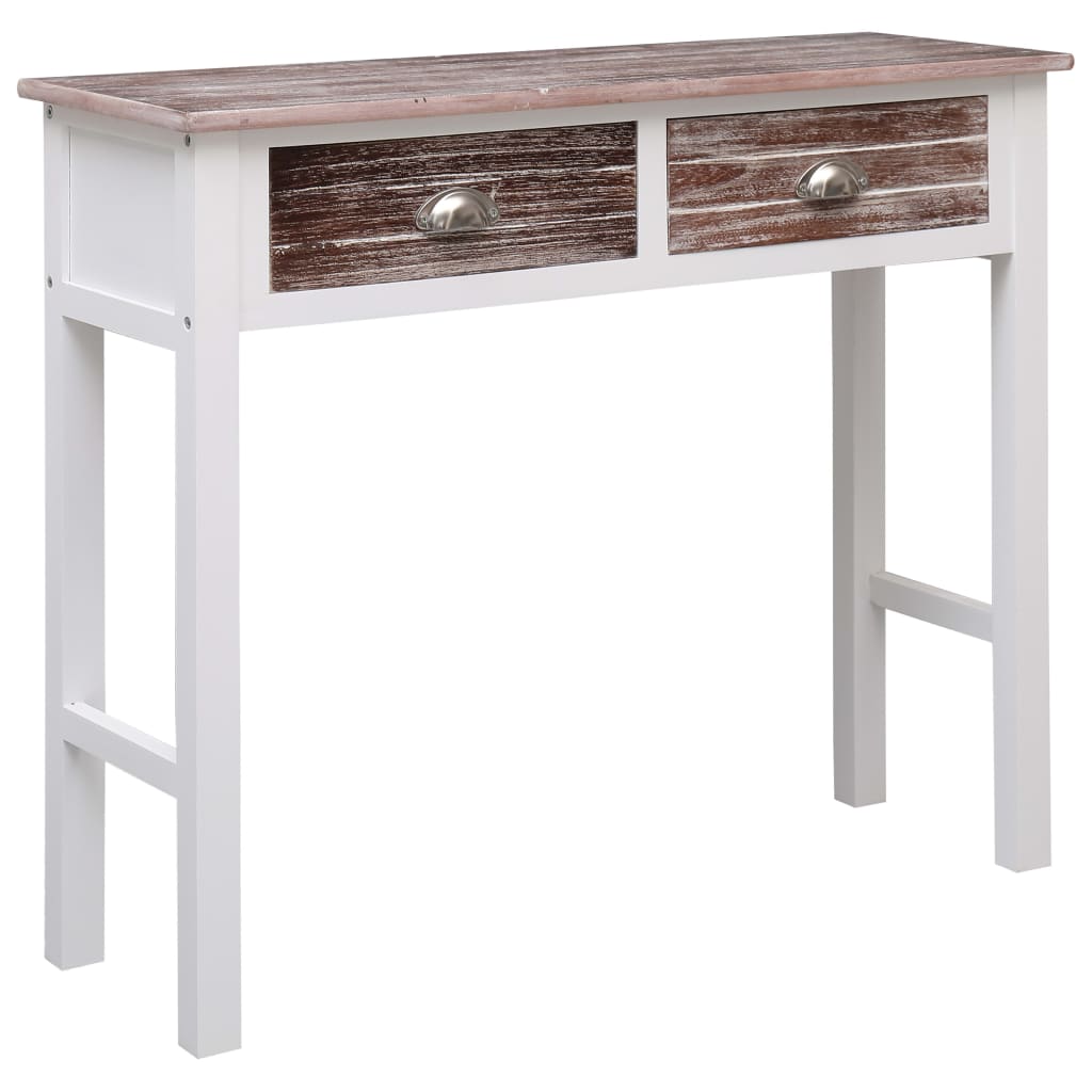 Mesa consola 90x30x77 cm madeira branco antigo