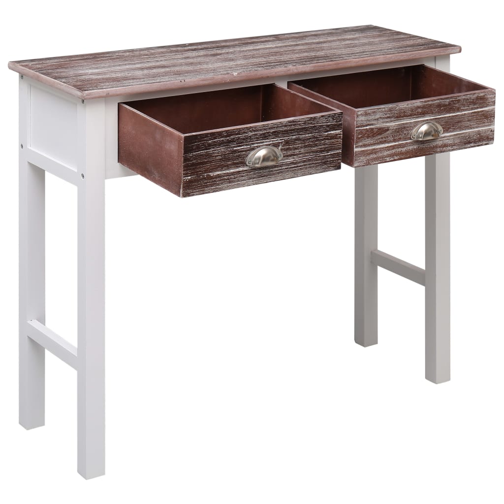 Mesa consola 90x30x77 cm madeira branco antigo