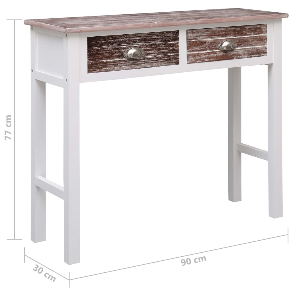 Mesa consola 90x30x77 cm madeira branco antigo