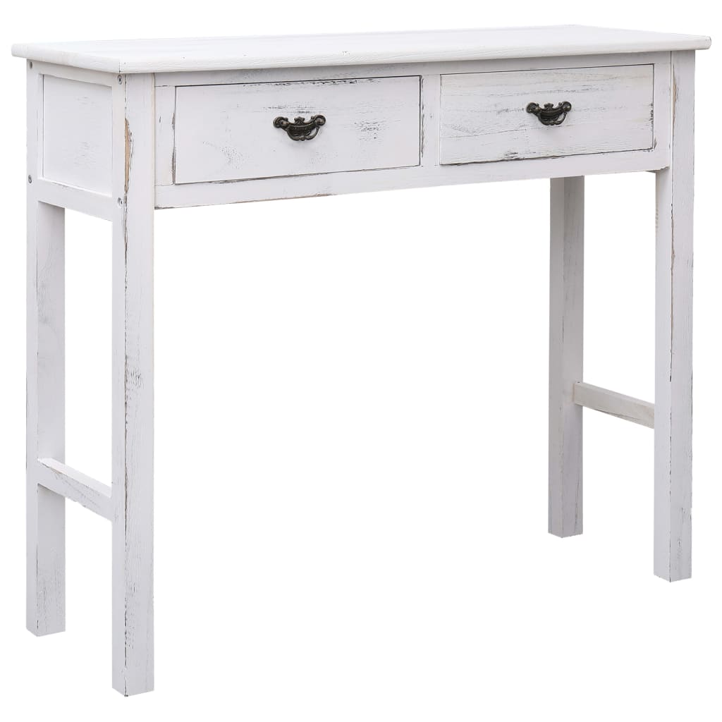 Mesa consola 90x30x77 cm madeira branco antigo