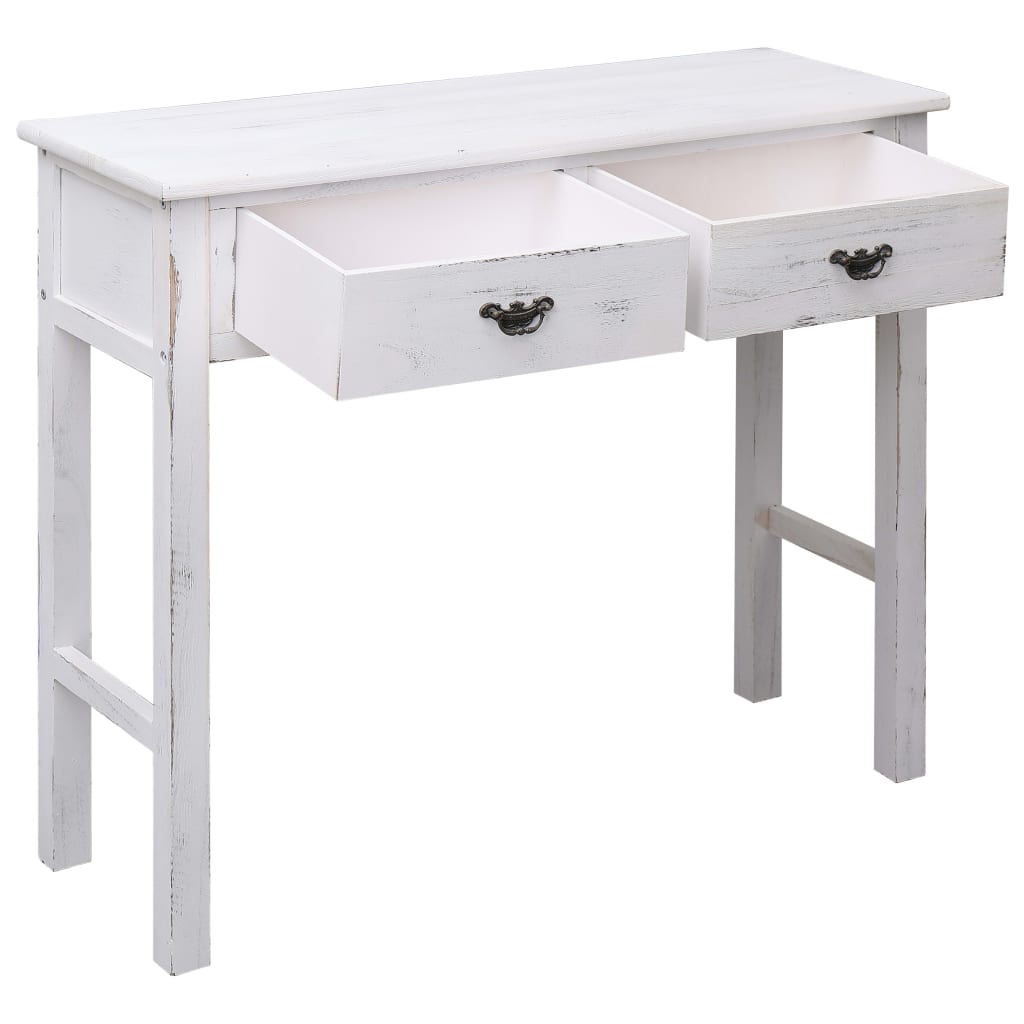 Mesa consola 90x30x77 cm madeira branco antigo