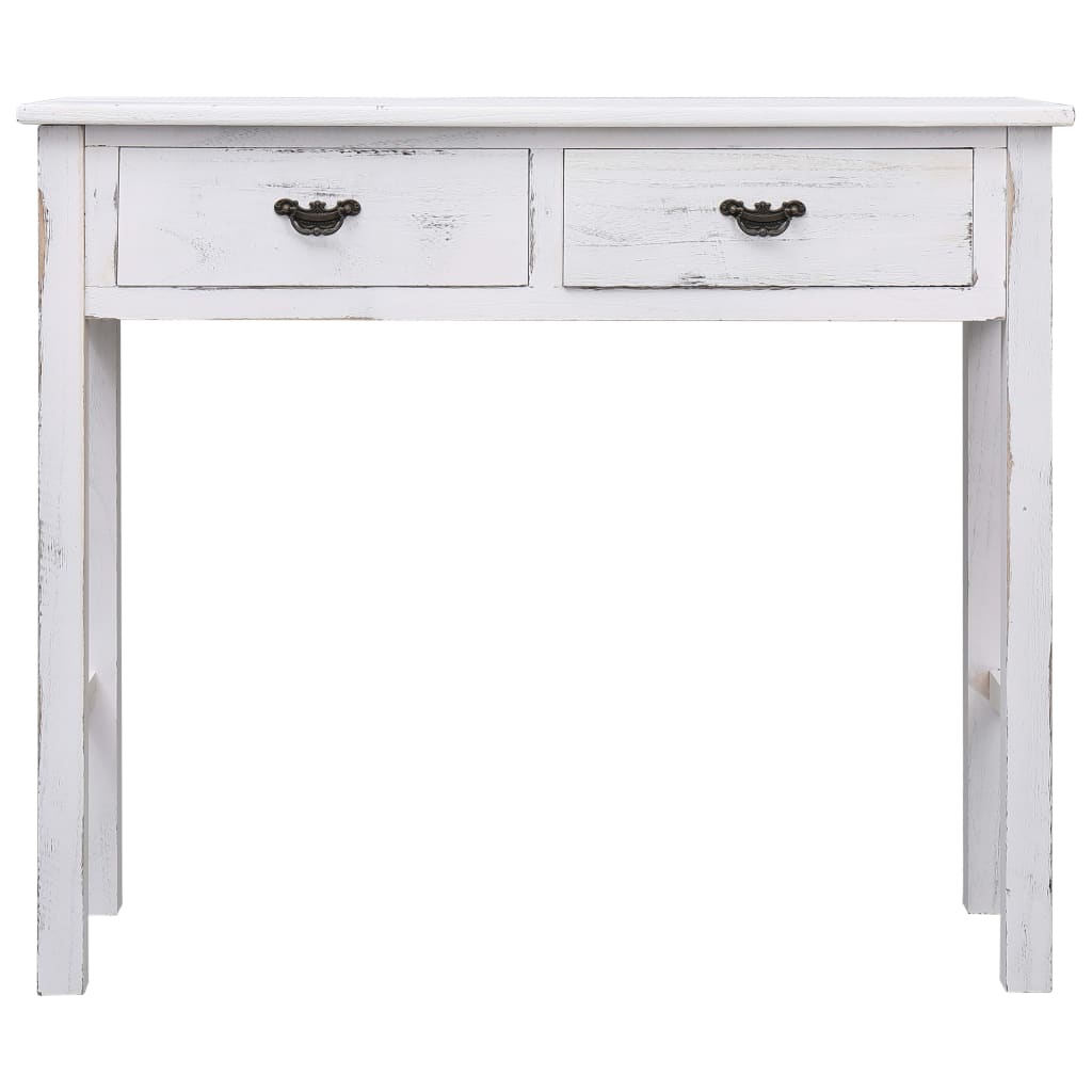 Mesa consola 90x30x77 cm madeira branco antigo