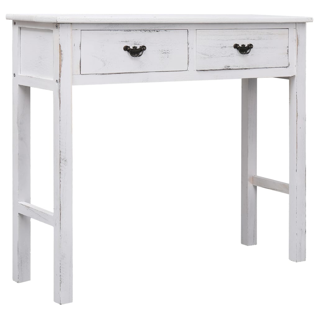 Mesa consola 90x30x77 cm madeira branco antigo