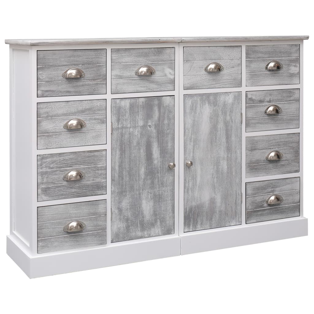 Aparador com 10 gavetas 113x30x79 cm madeira branco