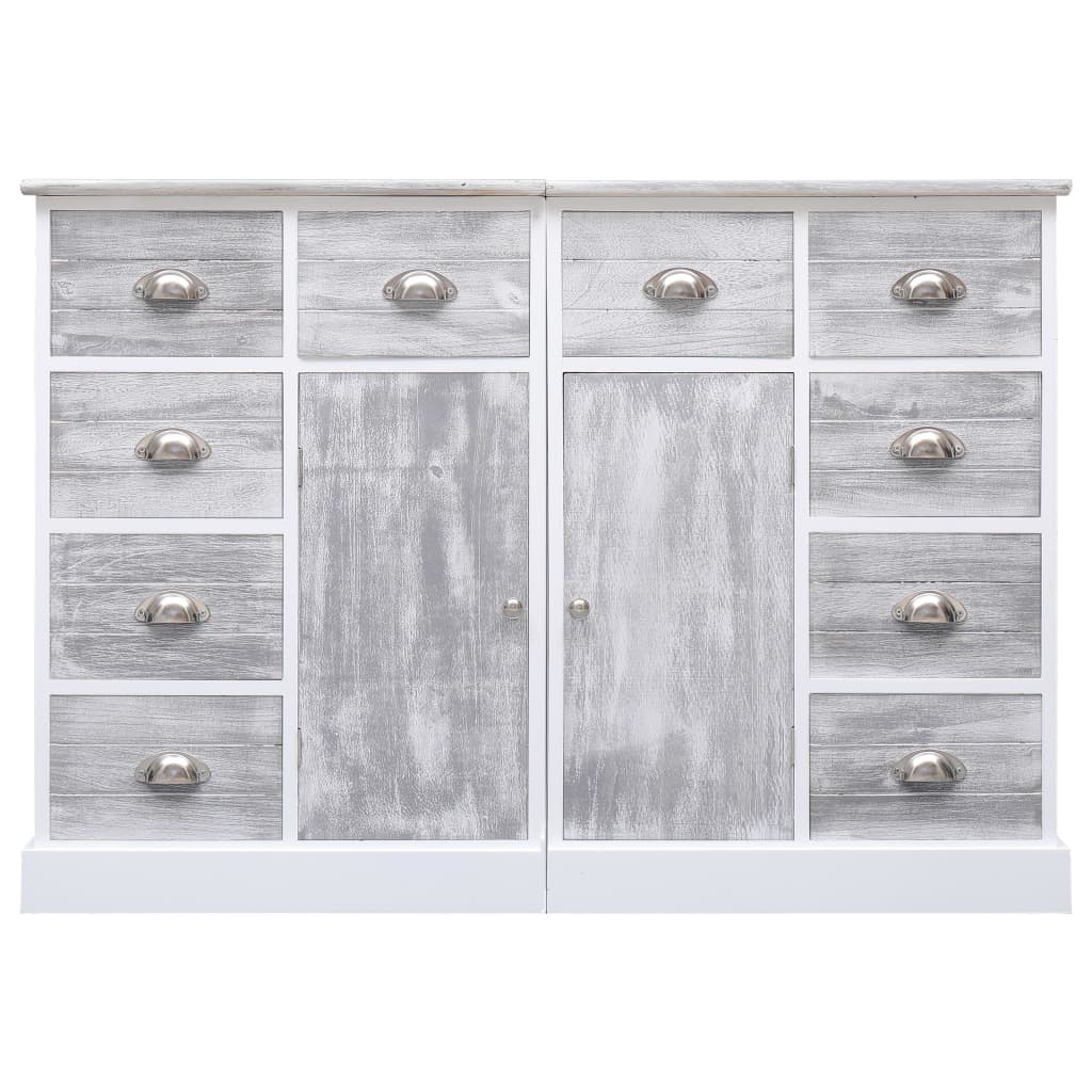 Aparador com 10 gavetas 113x30x79 cm madeira branco