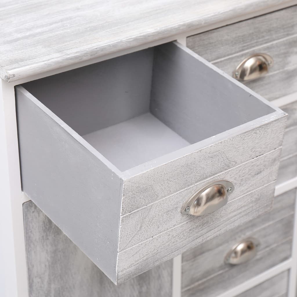 Aparador com 10 gavetas 113x30x79 cm madeira branco