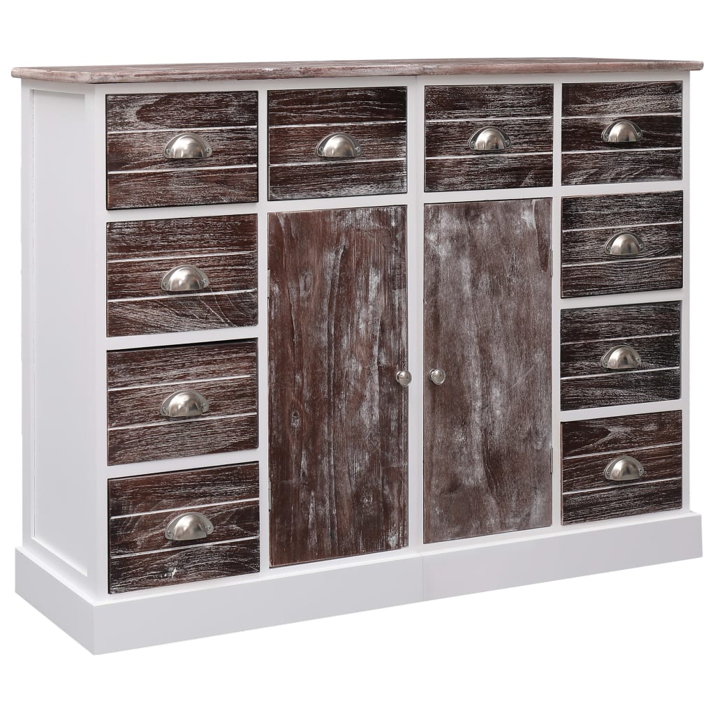 Aparador com 10 gavetas 113x30x79 cm madeira branco