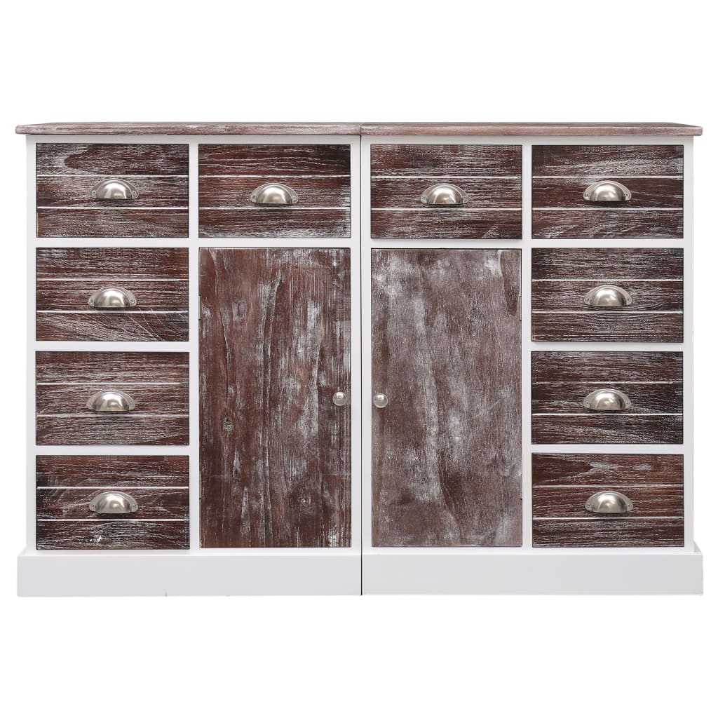 Aparador com 10 gavetas 113x30x79 cm madeira branco