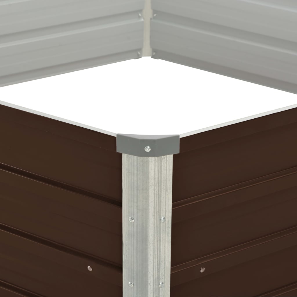 Canteiro jardim elevado 129x129x46cm aço galvanizado castanho