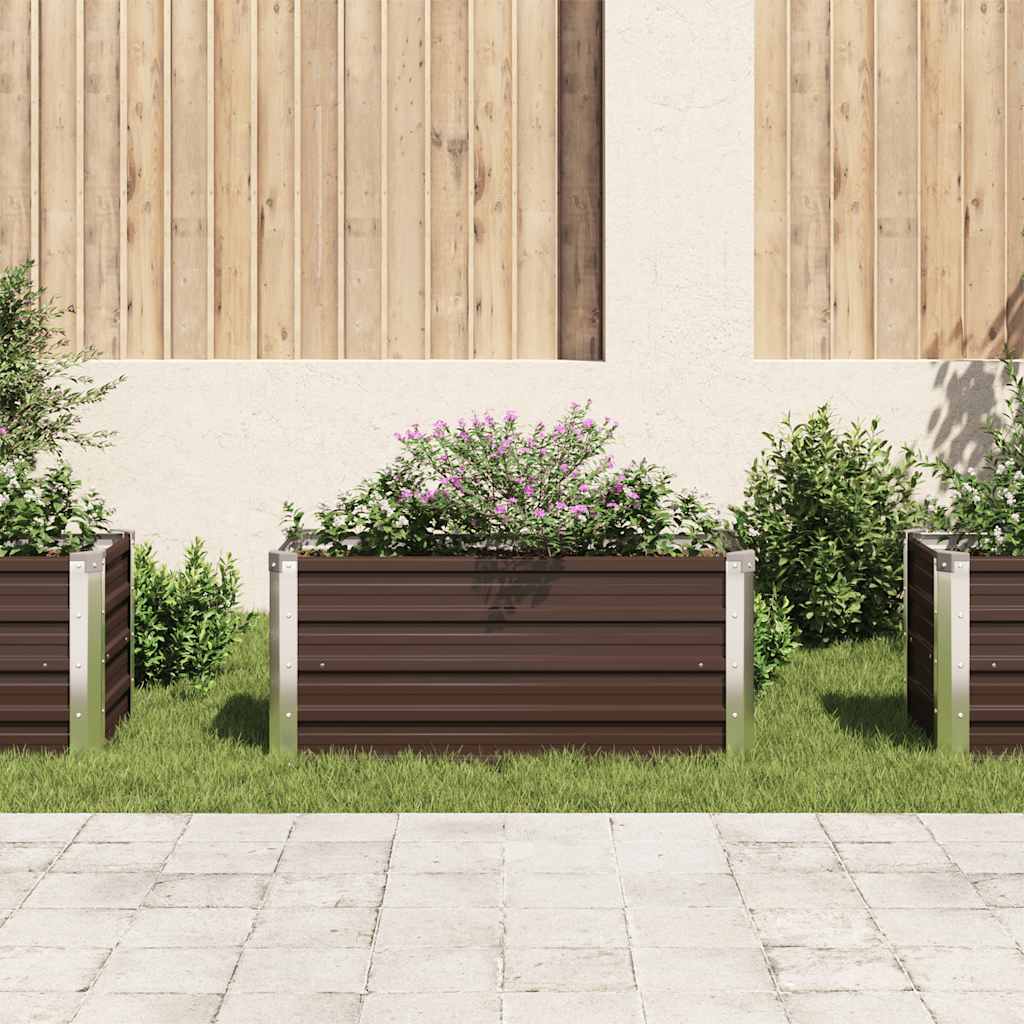 Canteiro elevado de jardim aço galvanizado 100x40x45cm castanho
