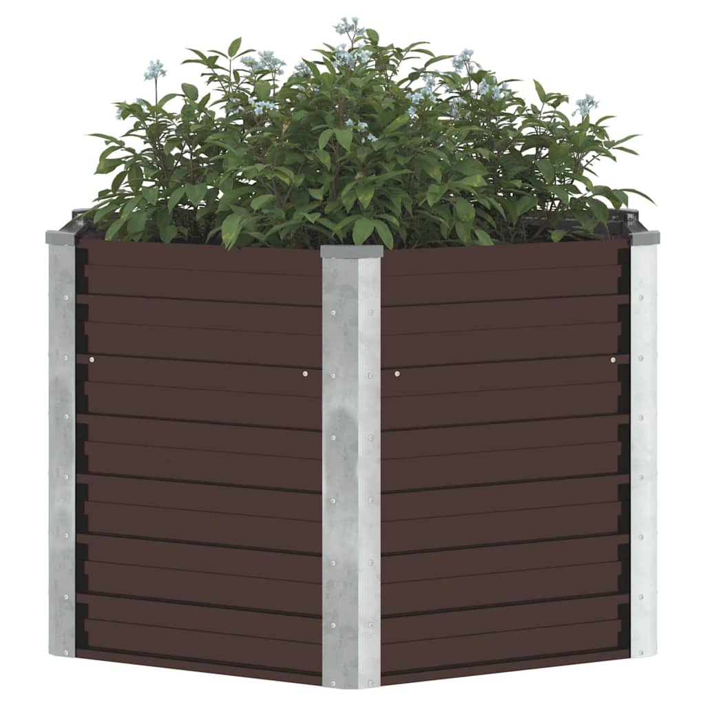Canteiro elevado jardim aço galvanizado 129x129x77 cm castanho