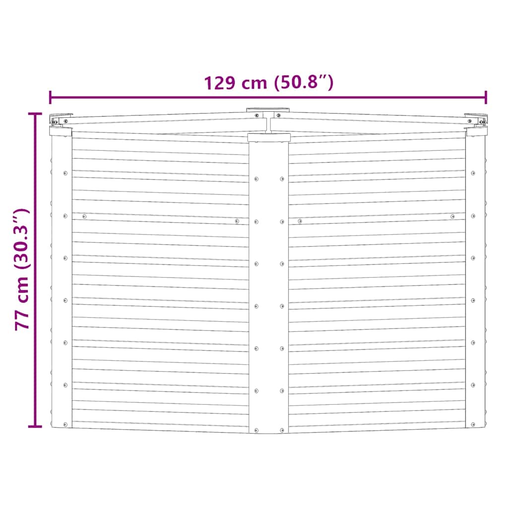 Canteiro elevado jardim aço galvanizado 129x129x77 cm castanho