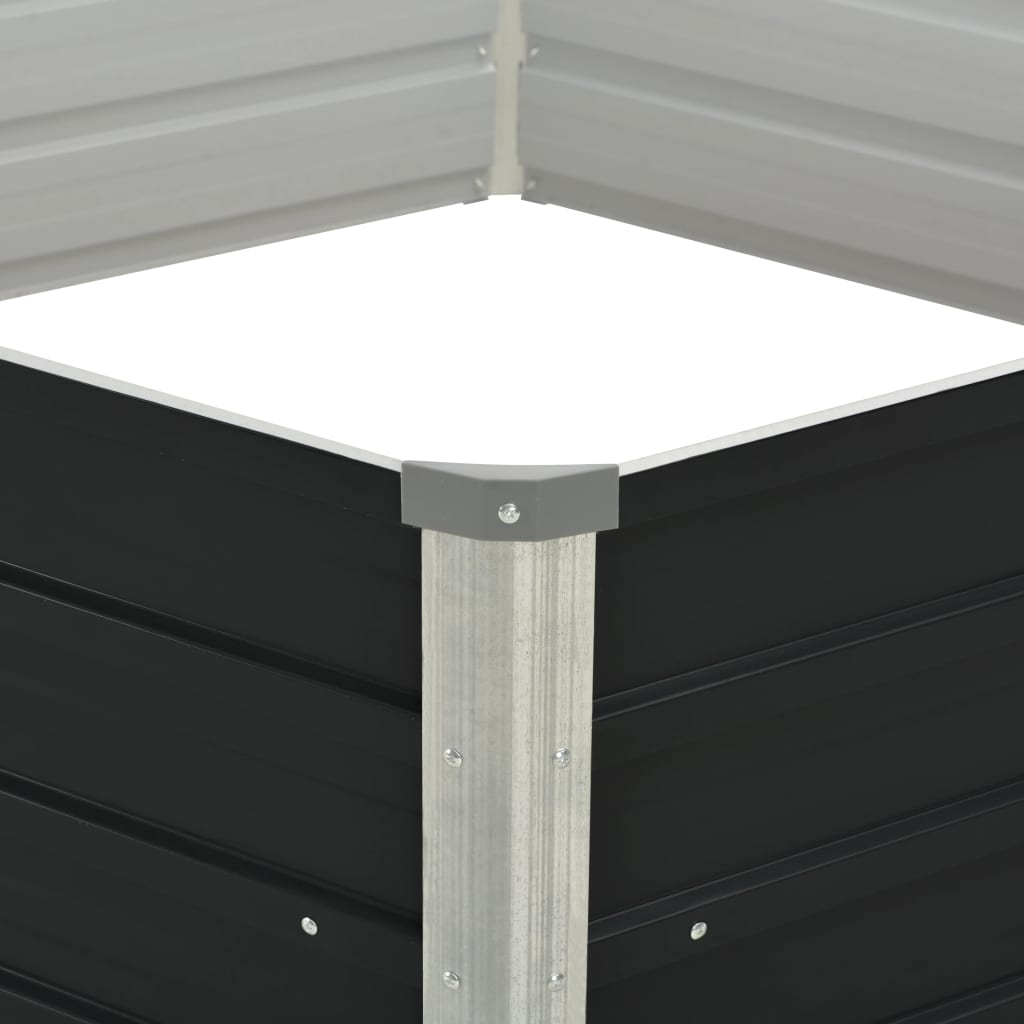 Canteiro jardim elevado 129x129x45 cm aço galvanizado antracite
