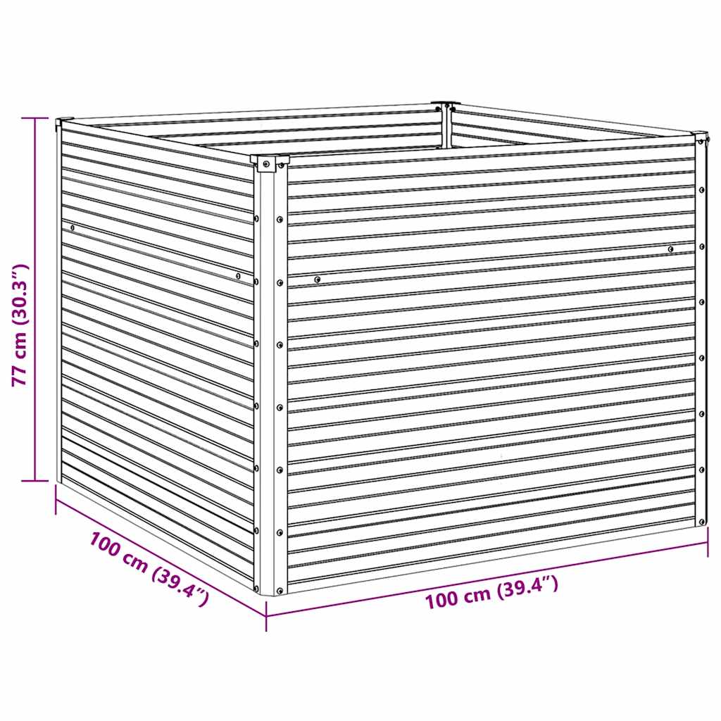 Canteiro jardim elevado 100x100x77 cm aço galvanizado antracite