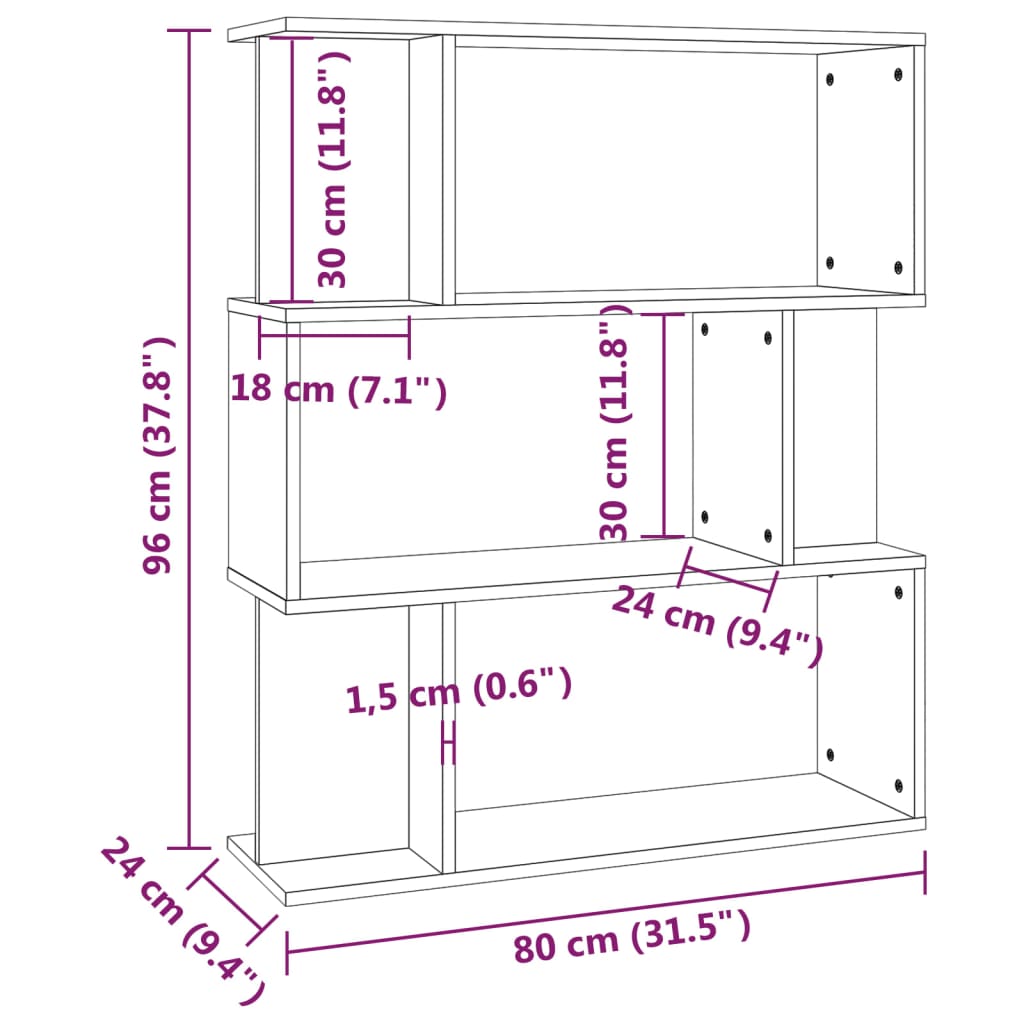 Estante/divisória derivados de madeira carvalho sonoma