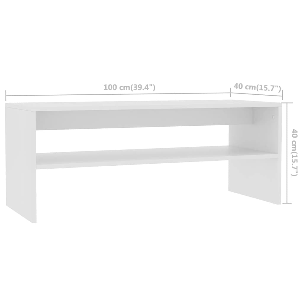 Mesa de centro 100x40x40 cm derivados de madeira branco