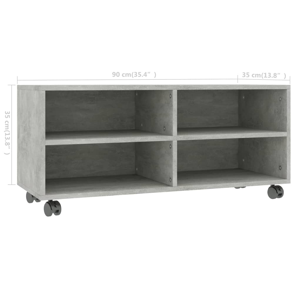 Móvel de TV com rodas 90x35x35 cm derivados de madeira branco